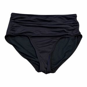 KONA SOL Women’s Black Ruched High Waist Bikini Bottom Size Small